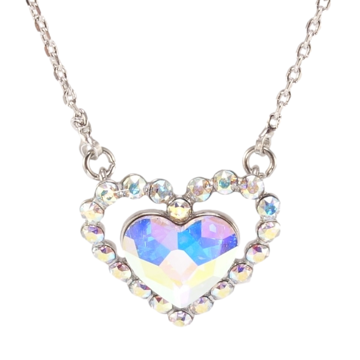 Кулон Xuping цвет Родий с кр-ми Swarovski на цепочке Кристальное сердце АВ длина 43-49см х 1мм фото №2