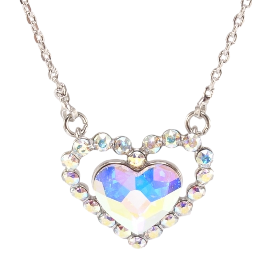 Кулон Xuping цвет Родий с кр-ми Swarovski на цепочке Кристальное сердце АВ длина 43-49см х 1мм фото №1