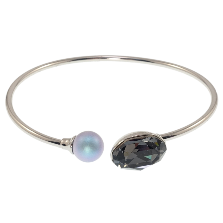 Браслет Xuping колір Родій з кр-ми Swarovski Кристал Montana з блакитною перлиною ø 5,7см фото №6