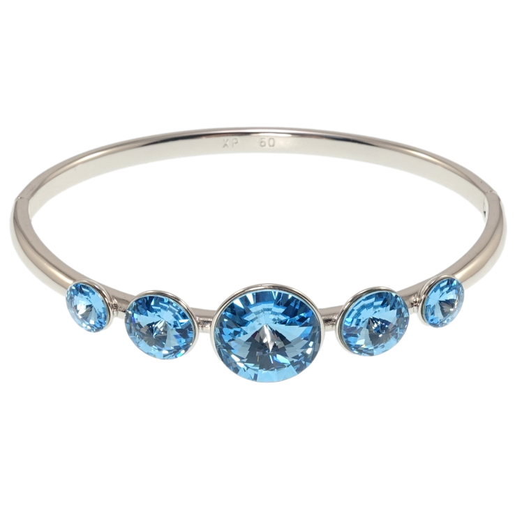 Браслет Xuping колір Родій з кр-ми Swarovski Кристали Aquamarine ø 6см фото №7