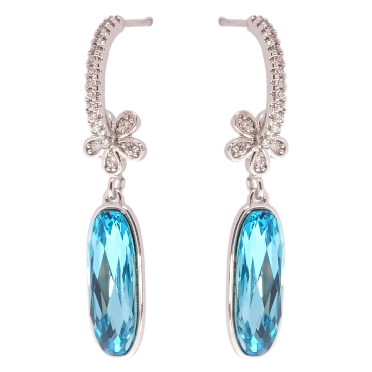 Сережки Xuping колір Родій з кристалами Swarovski пусети Підвіски з кристалом Blue Zircon фото №25