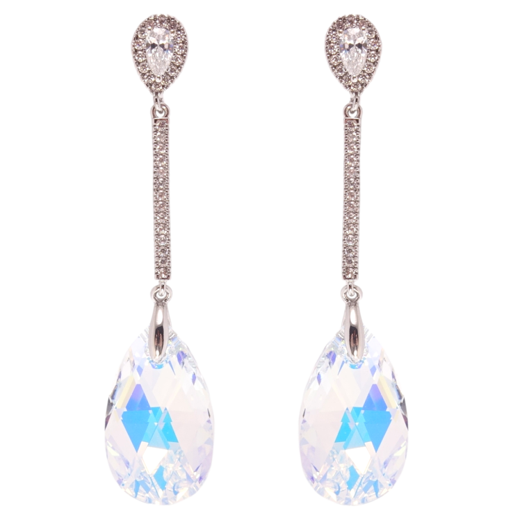 Сережки Xuping колір Родій з кристалами Swarovski пусети Підвіски з кристалом Shimmer фото №5