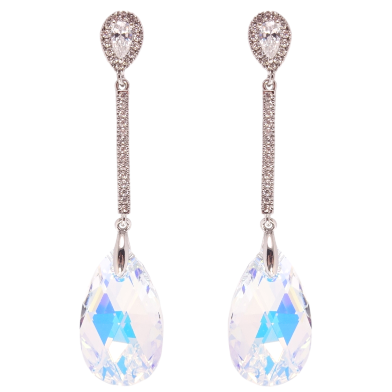 Серьги Xuping цвет Родий с кристаллами Swarovski пусеты Подвески с кристаллом Shimmer фото №1