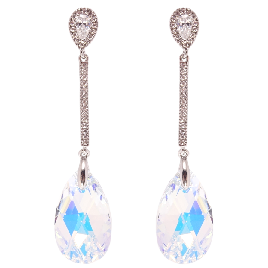 Сережки Xuping колір Родій з кристалами Swarovski пусети Підвіски з кристалом Shimmer фото №1