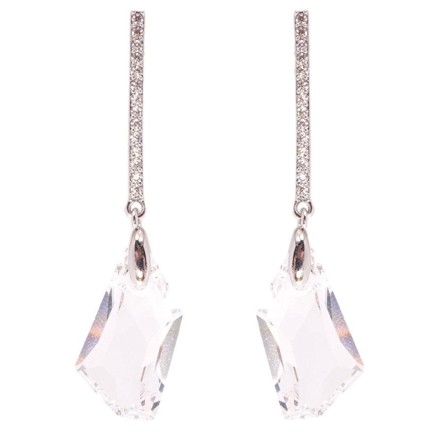 Сережки Xuping колір Родій з кристалами Swarovski пусети Підвіски з кристалом Clear фото №1