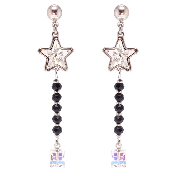 Сережки Xuping колір Родій з кристалами Swarovski пусети Підвіски з кристалом Clear та Shimmer фото №5