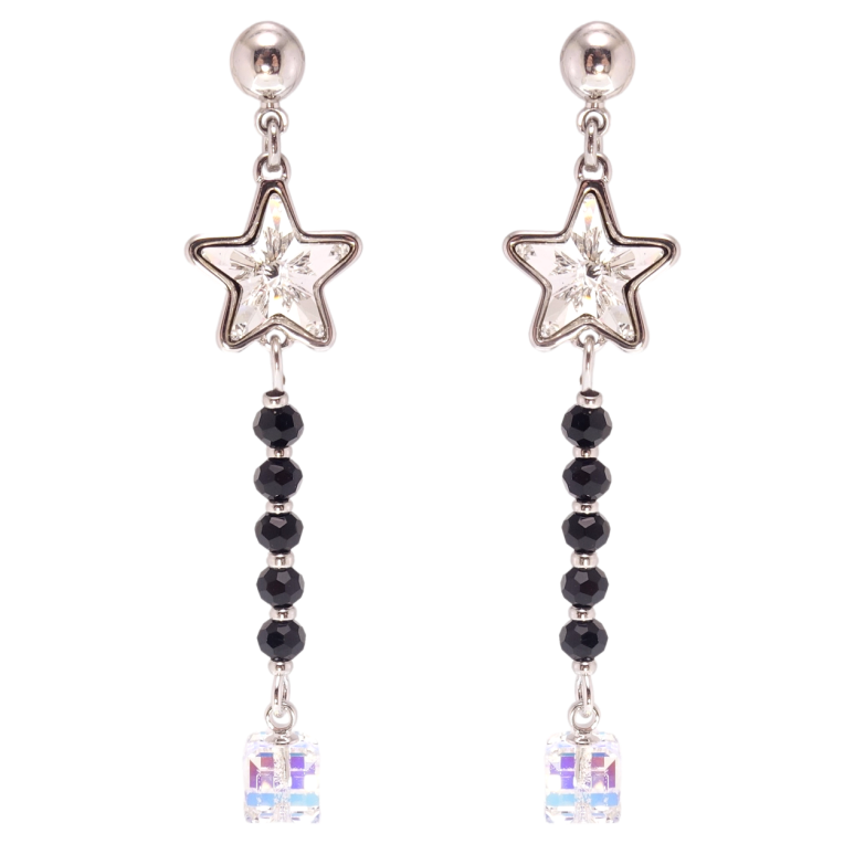 Сережки Xuping колір Родій з кристалами Swarovski пусети Підвіски з кристалом Clear та Shimmer фото №1