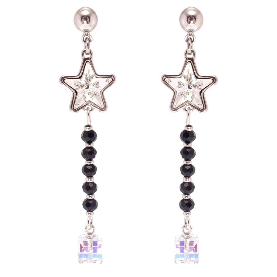 Сережки Xuping колір Родій з кристалами Swarovski пусети Підвіски з кристалом Clear та Shimmer фото №1