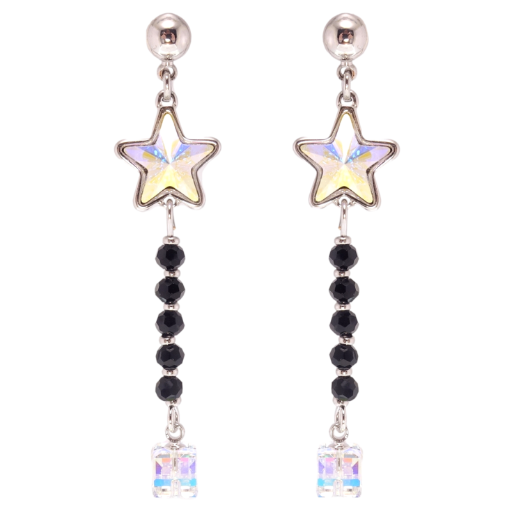 Сережки Xuping колір Родій з кристалами Swarovski пусети Підвіски з кристалом АВ та Shimmer фото №2