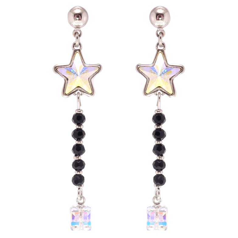 Серьги Xuping цвет Родий с кристаллами Swarovski пусеты Подвески с кристаллом АВ и Shimmer фото №1