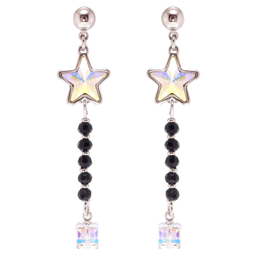 Сережки Xuping колір Родій з кристалами Swarovski пусети Підвіски з кристалом АВ та Shimmer фото №1