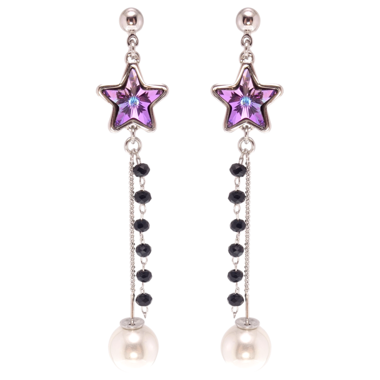 Сережки Xuping колір Родій з кристалами Swarovski пусети Підвіски з кристалом Paradise Shine і перлами фото №1