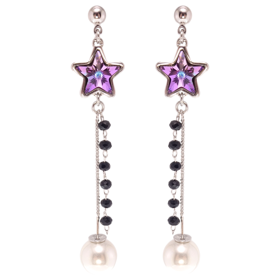 Сережки Xuping колір Родій з кристалами Swarovski пусети Підвіски з кристалом Paradise Shine і перлами фото №1