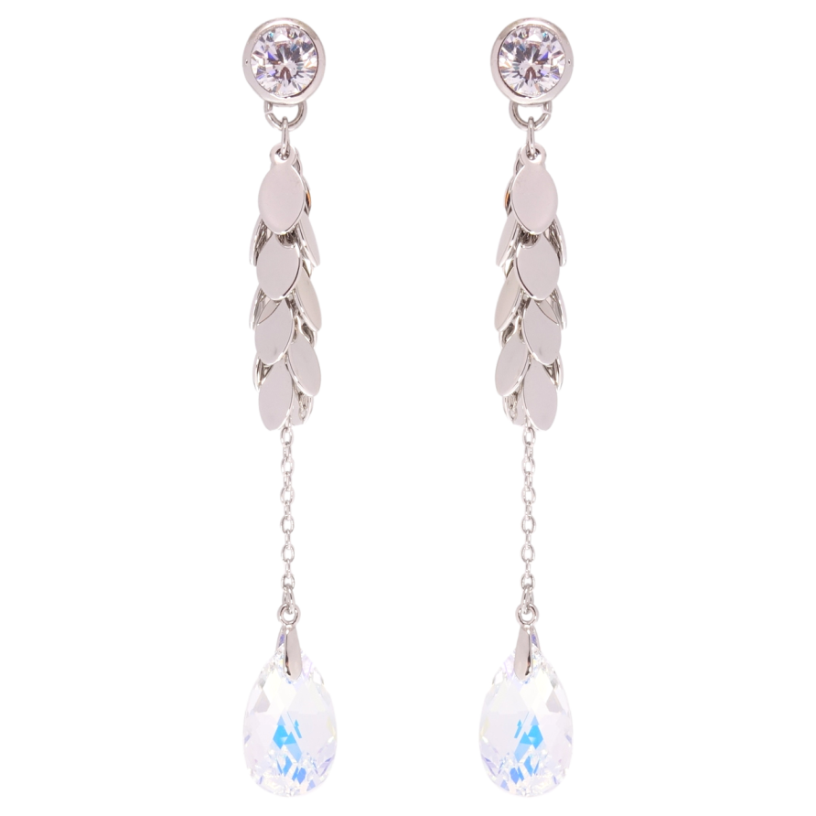 Сережки Xuping колір Родій з кристалами Swarovski пусети Підвіски з кристалом Shimmer фото №1