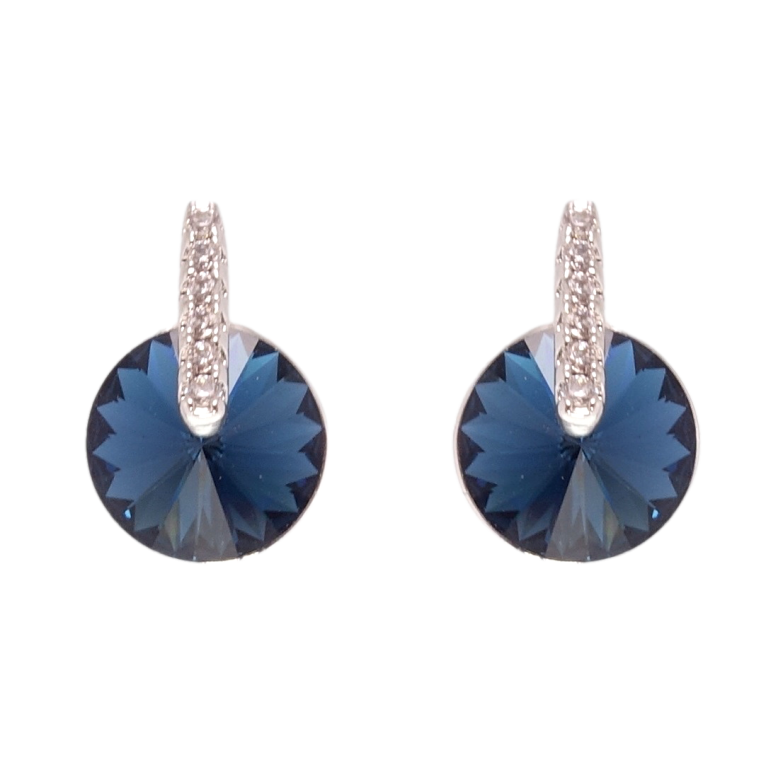 Сережки Xuping колір Родій з кристалами Swarovski пусети Кристали Montana фото №16