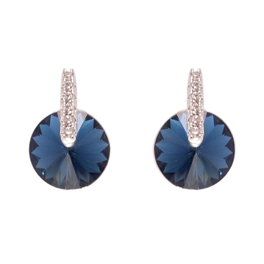 Сережки Xuping колір Родій з кристалами Swarovski пусети Кристали Montana фото №1