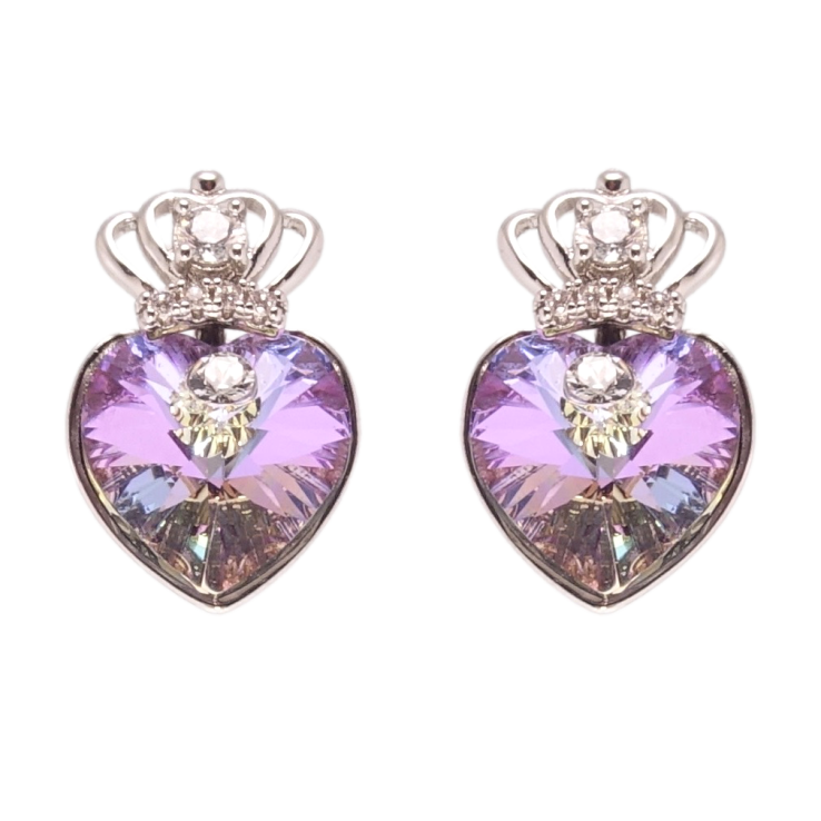 Сережки Xuping колір Родій з кристалами Swarovski пусети Кристальні серця Paradise Shine з короною фото №6