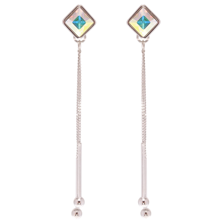 Сережки Xuping колір Родій з кристалами Swarovski пусети Підвіски з кристалом АВ 8х8мм фото №11