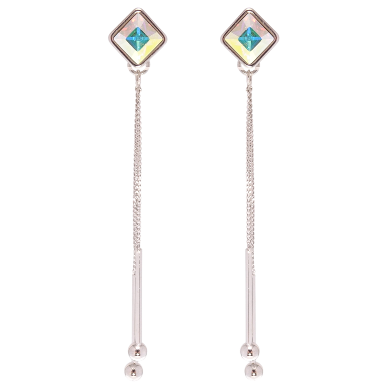Серьги Xuping цвет Родий с кристаллами Swarovski пусеты Подвески с кристаллом АВ 8х8мм фото №18