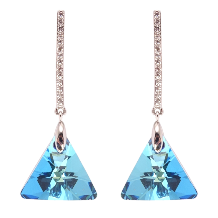 Сережки Xuping колір Родій з кристалами Swarovski пусети Підвіски з кристалами Metallic Blue фото №22