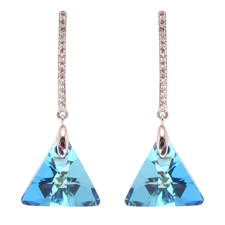 Серьги Xuping цвет Родий с кристаллами Swarovski пусеты Подвески с кристаллами Metallic Blue фото №1