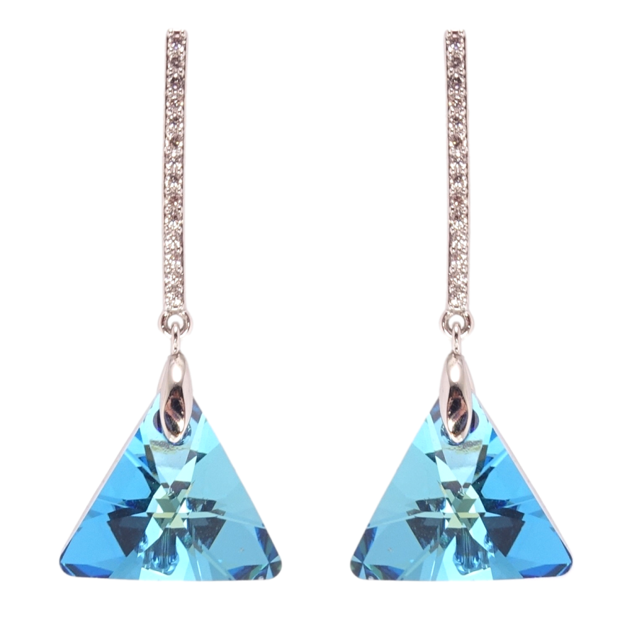 Сережки Xuping колір Родій з кристалами Swarovski пусети Підвіски з кристалами Metallic Blue фото №1