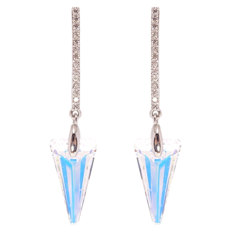 Сережки Xuping колір Родій з кристалами Swarovski пусети Підвіски з кристалами Shimmer фото №1