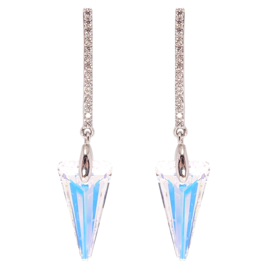 Сережки Xuping колір Родій з кристалами Swarovski пусети Підвіски з кристалами Shimmer фото №1