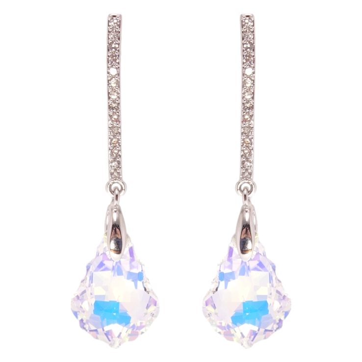 Сережки Xuping колір Родій з кристалами Swarovski пусети Підвіски з кристалами Shimmer фото №12