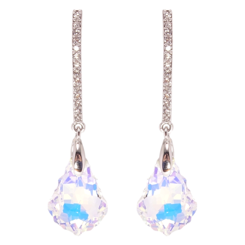 Серьги Xuping цвет Родий с кристаллами Swarovski пусеты Подвески с кристаллами Shimmer фото №1