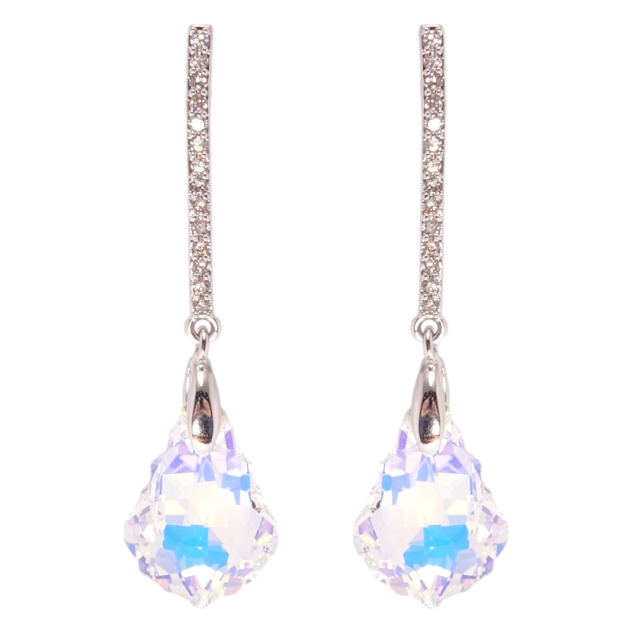 Сережки Xuping колір Родій з кристалами Swarovski пусети Підвіски з кристалами Shimmer фото №1