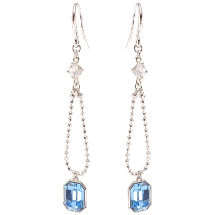 Сережки Xuping колір Родій з кристалами Swarovski французький замок Підвіски з кристалами Aquamarine фото №13