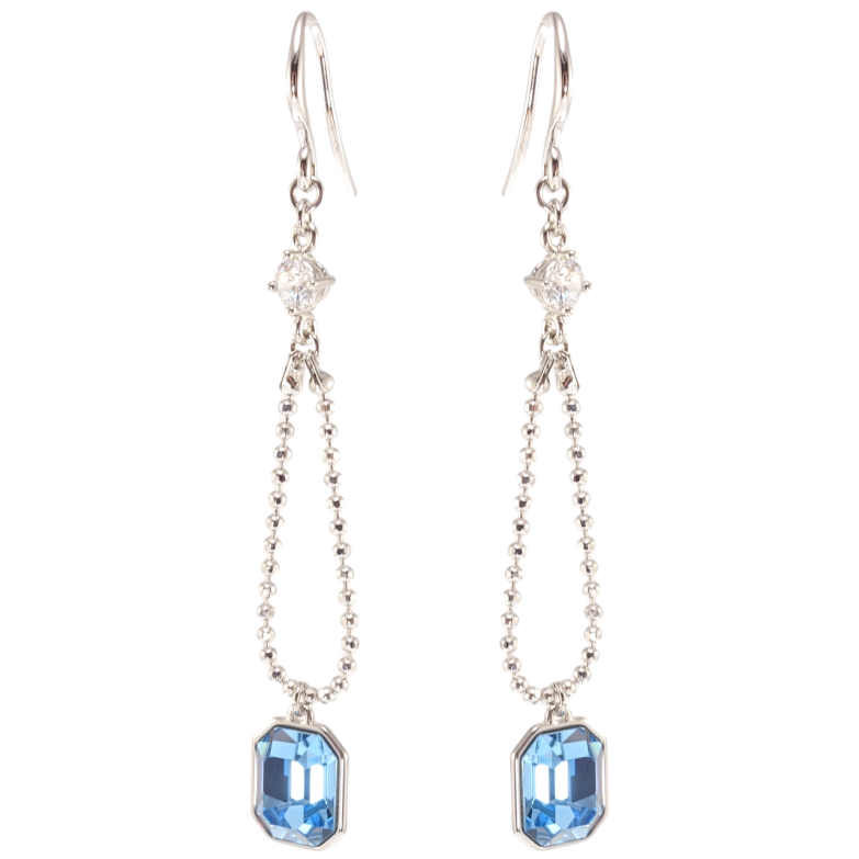 Серьги Xuping цвет Родий с кристаллами Swarovski французский замок Подвески с кристаллами Aquamarine фото №1