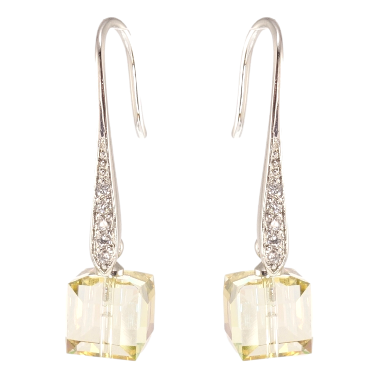 Сережки Xuping колір Родій з кристалами Swarovski французький замок Підвіски з кристалами Vitrail Light фото №3