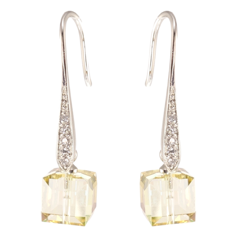 Сережки Xuping колір Родій з кристалами Swarovski французький замок Підвіски з кристалами Vitrail Light фото №11