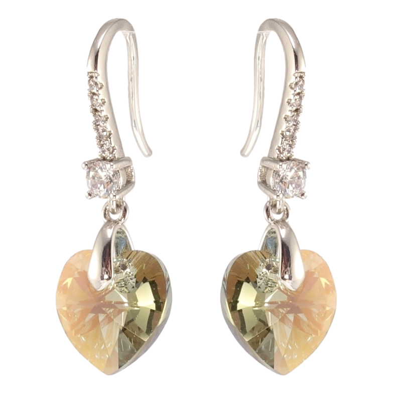 Серьги Xuping цвет Родий с кристаллами Swarovski французский замок Подвески с кристаллами Sage фото №1