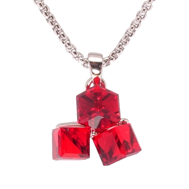 Кулон Xuping колір Родій з кр-ми Swarovski на ланцюжку Кристальні кубики Siam довжина 40-45см х 1мм фото №16