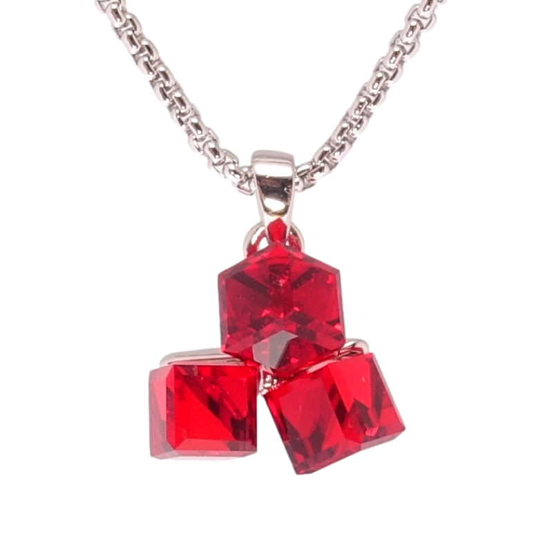 Кулон Xuping колір Родій з кр-ми Swarovski на ланцюжку Кристальні кубики Siam довжина 40-45см х 1мм фото №1