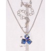 Кулон Xuping колір Родій з кр-ми Swarovski на ланцюжку Кристальні кубики Bermuda Blue довжина 40-45см х 1мм фото №2