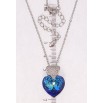 Кулон Xuping колір Родій з кр-ми Swarovski на ланцюжку Сердечки кристал Capri Blue довжина 40-46,5см х 2мм фото №2