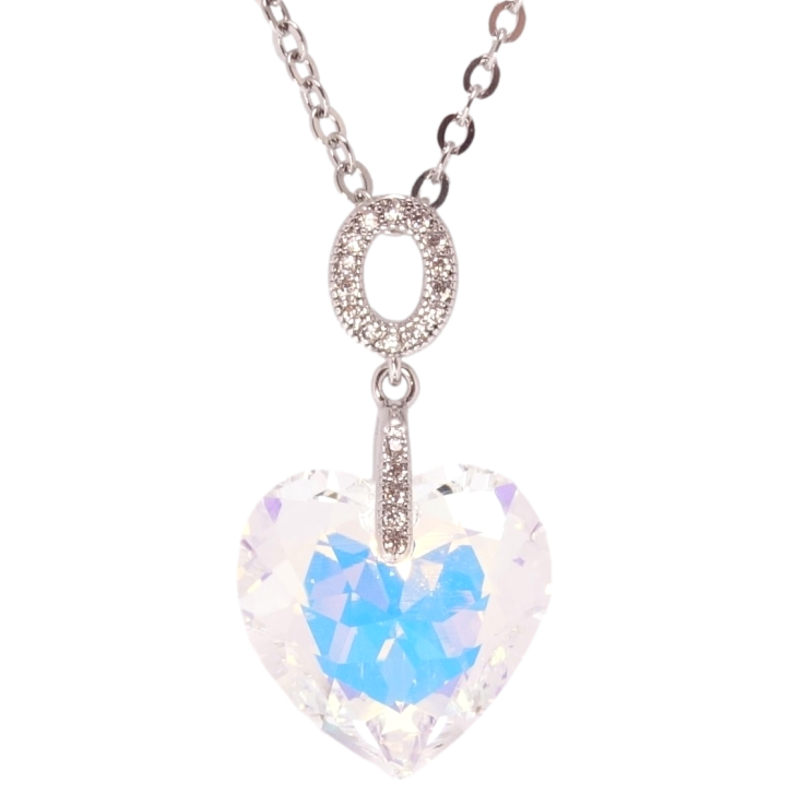 Кулон Xuping цвет Родий с кр-ми Swarovski на цепочке Сердце кристалл Shimmer длина 40-45,5см х 2мм фото №4
