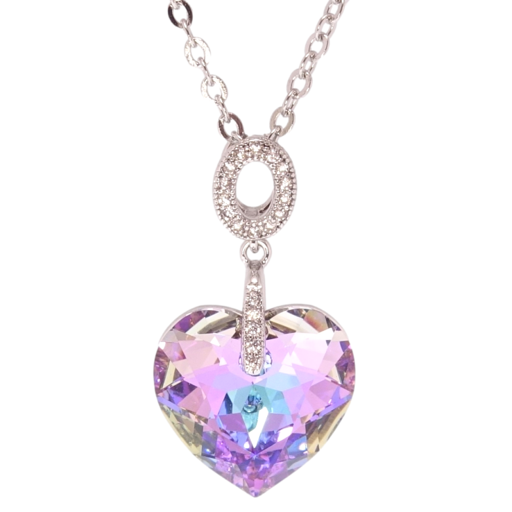 Кулон Xuping колір Родій з кр-ми Swarovski на ланцюжку Серце кристал Paradise Shine довжина 40-45см х 2мм фото №4