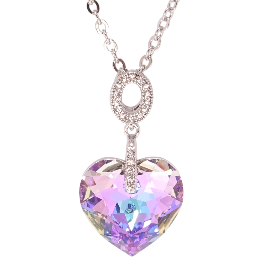 Кулон Xuping колір Родій з кр-ми Swarovski на ланцюжку Серце кристал Paradise Shine довжина 40-45см х 2мм фото №1
