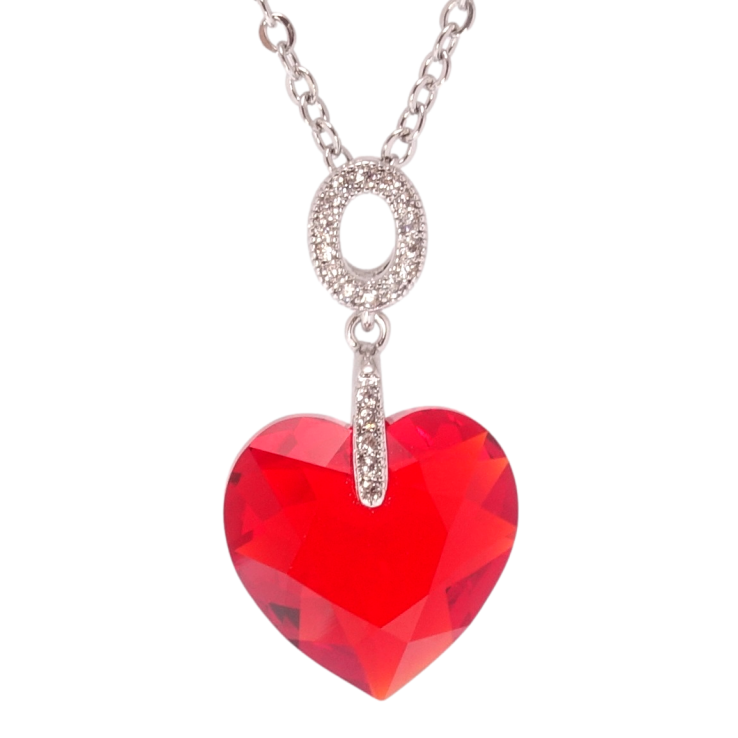 Кулон Xuping колір Родій з кр-ми Swarovski на ланцюжку Серце кристал Light Siam довжина 40-45см х 2мм фото №5