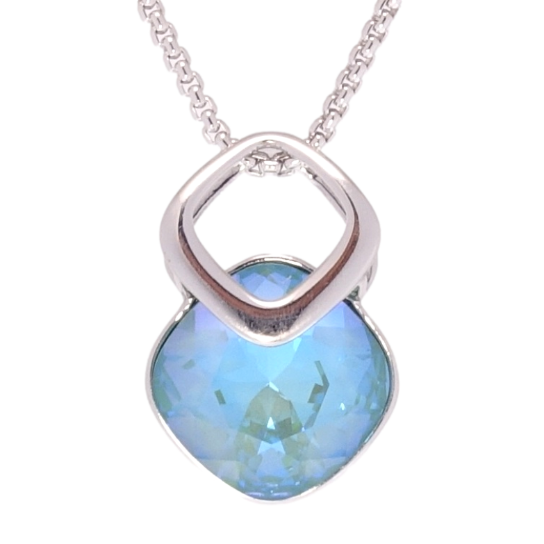 Кулон Xuping цвет Родий с кр-ми Swarovski на цепочке Кристалл Laguna Delite длина 40-45см х 1мм фото №4