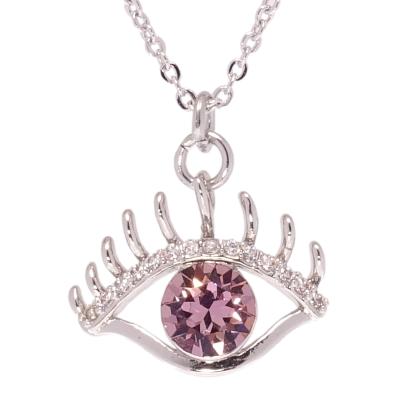 Кулон Xuping колір Родій з кр-ми Swarovski на ланцюжку Око з кристалом Amethyst довжина 39-44см х 1мм фото №1