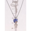 Кулон Xuping колір Родій з кр-ми Swarovski на ланцюжку Ведмедик з кристалом Capri Blue довжина 40-45см х 1мм фото №2