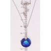 Кулон Xuping колір Родій з кр-ми Swarovski на ланцюжку Кристал Capri Blue на бігунці довжина 43-46см х 1мм фото №2