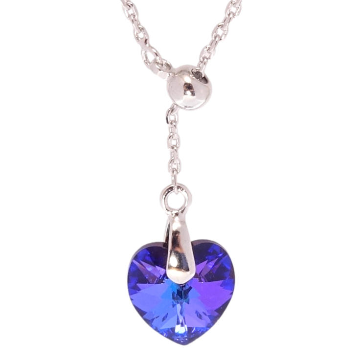 Кулон Xuping колір Родій з кр-ми Swarovski на ланцюжку Кристал Majestic Blue на бігунці довжина 44-47см х 1мм фото №11