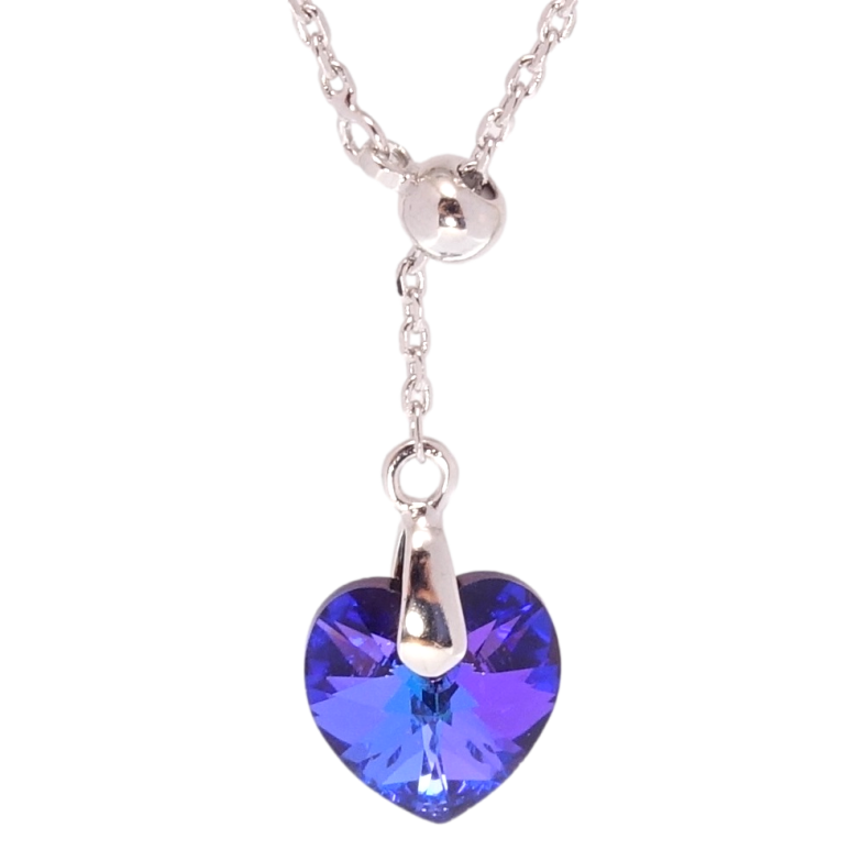 Кулон Xuping цвет Родий с кр-ми Swarovski на цепочке Кристалл Majestic Blue на бегунке длина 44-47см х 1мм фото №3